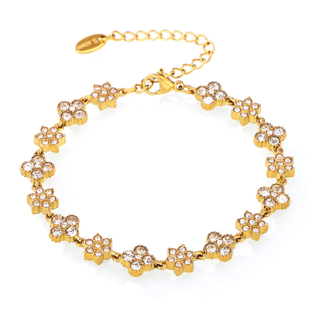 Elegant Floral Crystal Bracelet