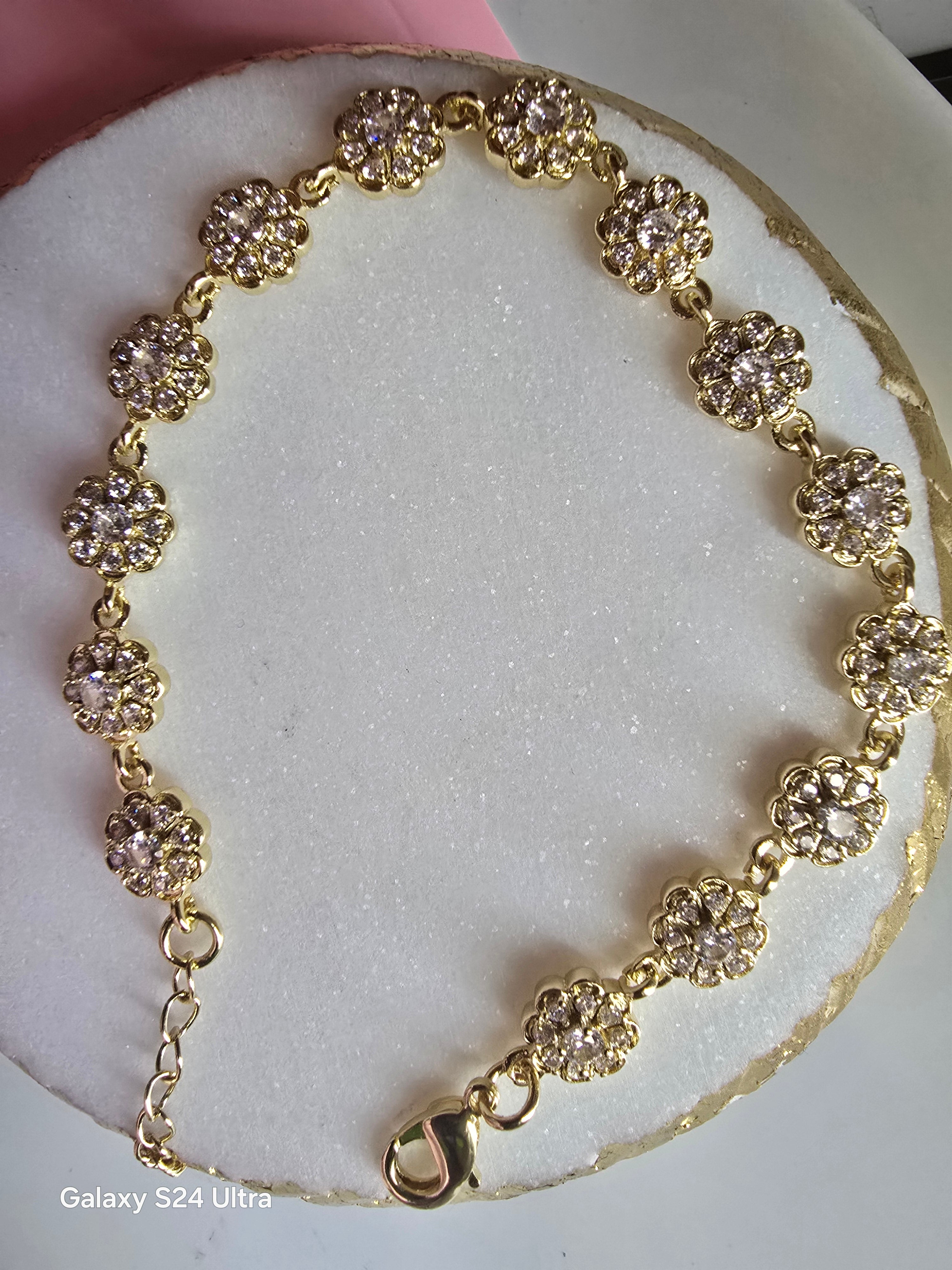 Elegant Floral Crystal Bracelet