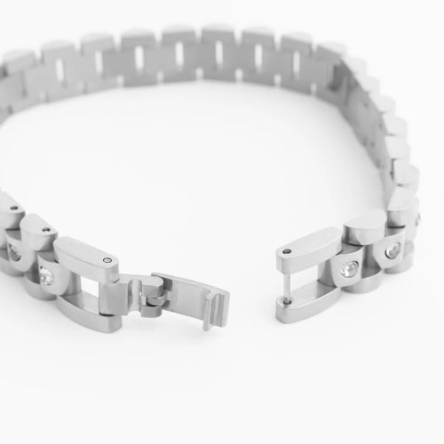 18K Gold & Stainless Steel Watch With Stones Band Bracelet for Men Women