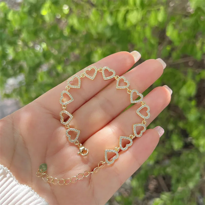 Heart Bracelet -Gold Plated Oro Laminado, Heart Design.
