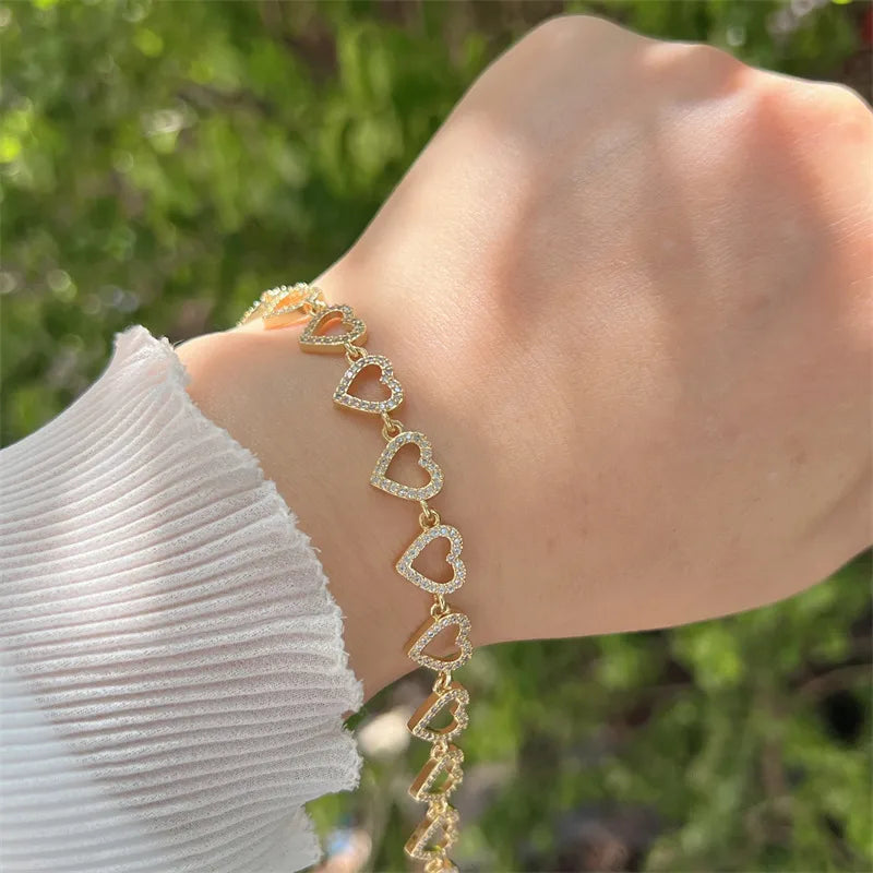 Heart Bracelet -Gold Plated Oro Laminado, Heart Design.